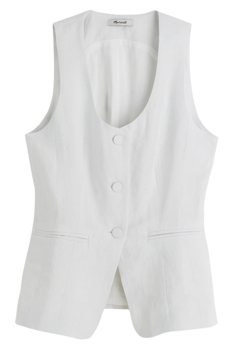 Linen Scoop Neck Cutaway Vest, Alternate, color, SALT