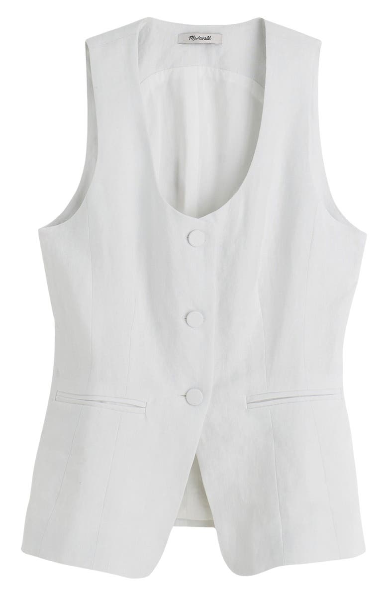 Madewell Linen Scoop Neck Cutaway Vest, Alternate, color, Salt