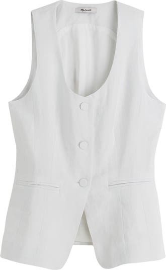 Linen Scoop Neck Cutaway Vest