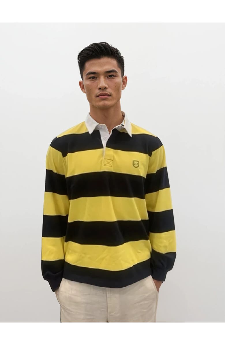 Ledger & Ford Varsity Stripe Rugby Shirt, Alternate, color, Yellow / Navy