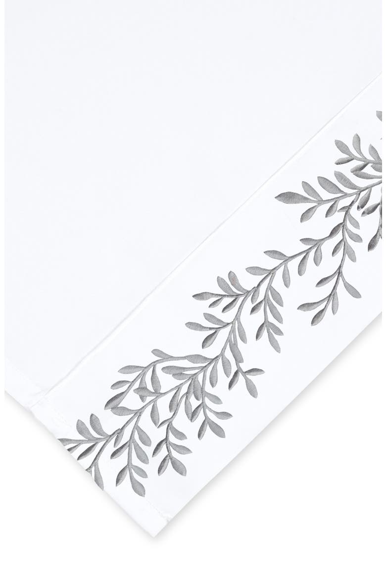 Floral Leaf Embroidered 600 Thread Count 100% Cotton Sheets, Alternate, color, GREY