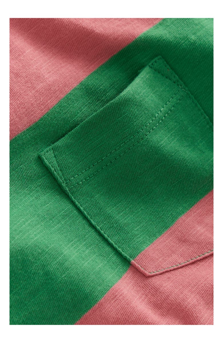 Mini Boden Kids' Stripe Pocket T-Shirt, Alternate, color, Shamrock Green/ Chintz Pink