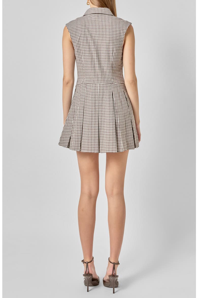 Check Pleated Sleeveless Mini Shirtdress, Alternate, color, BROWN PLAID