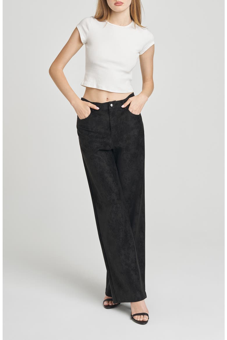 Freya Faux Suede Pants, Alternate, color, BLACK