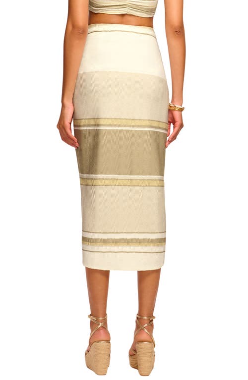 Shop Ramy Brook Xana Textured Stripe Cover-up Skirt In Sandstone Stripe