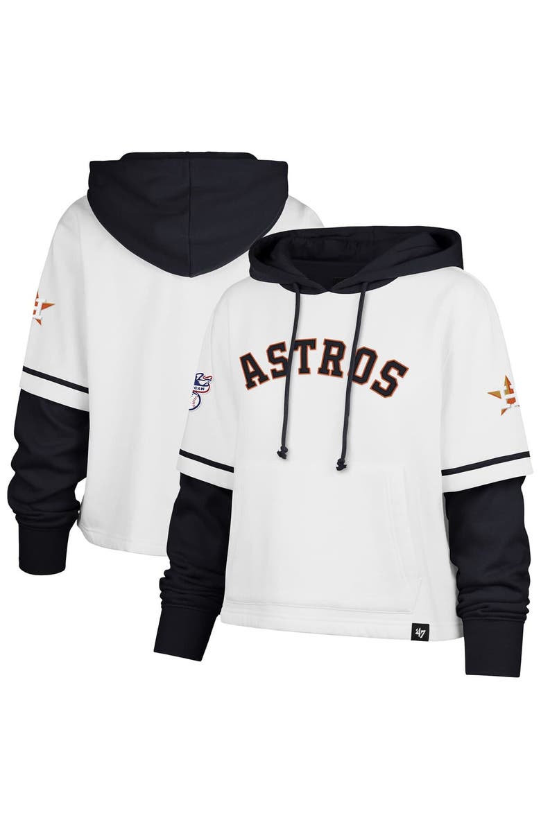 '47 Women's '47 White Houston Astros Trifecta Shortstop Cropped Pullover Hoodie, Main, color, White