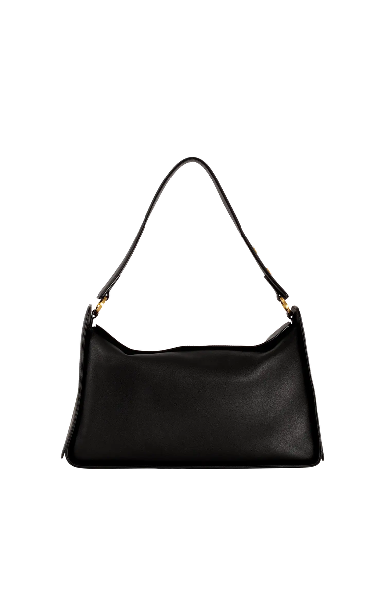 Esthera 10AM Maxi Leather Shoulder Bag, Alternate, color, Black