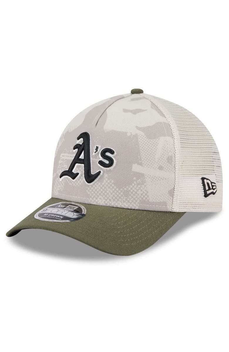 New Era Men's New Era Light Beige/Olive Athletics 2025 Armed Forces Day 9FORTY M-Crown A-Frame Adjustable Hat, Alternate, color, Light Beige