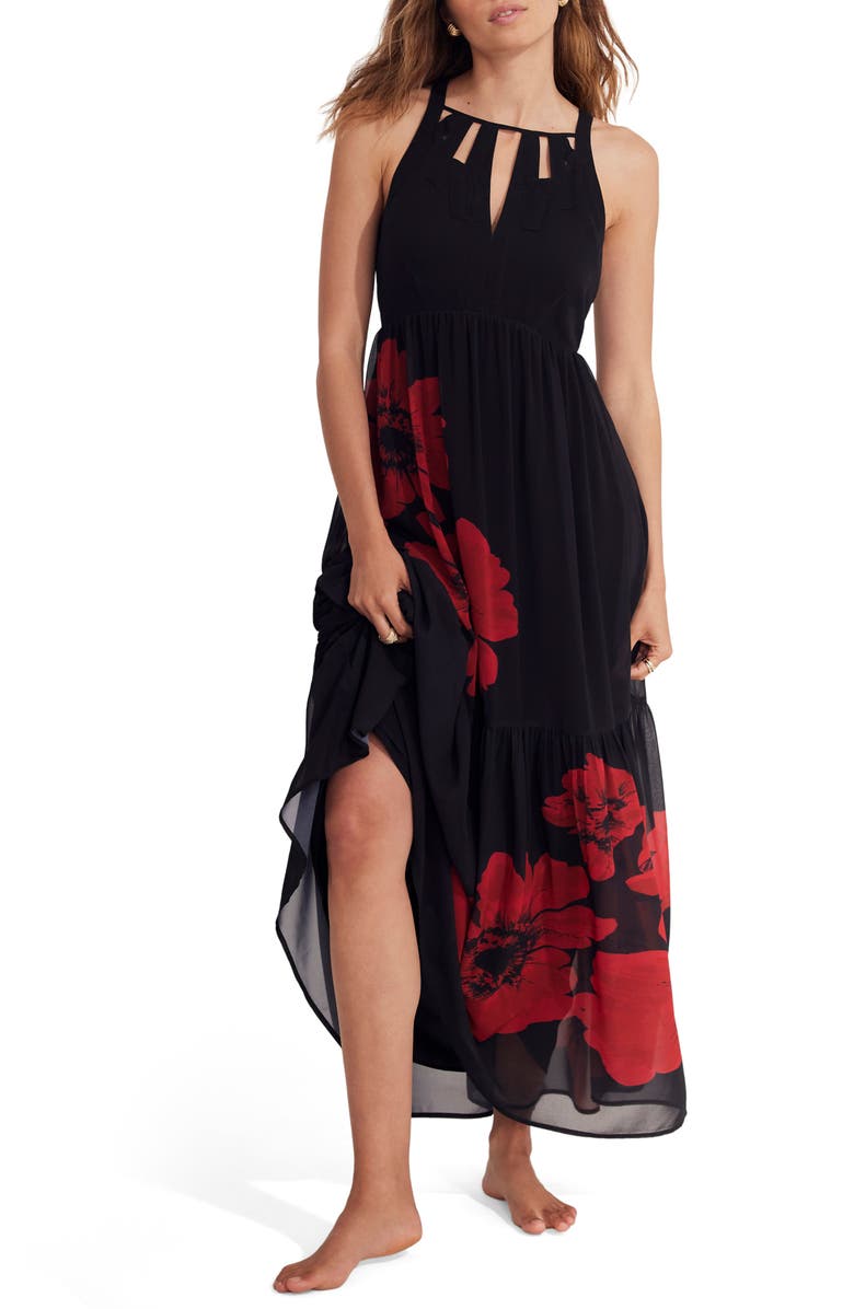 MINT VELVET Floral Keyhole Maxi Dress, Alternate, color, Red