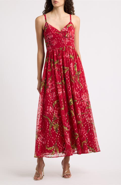 V-Neck Floral Gown