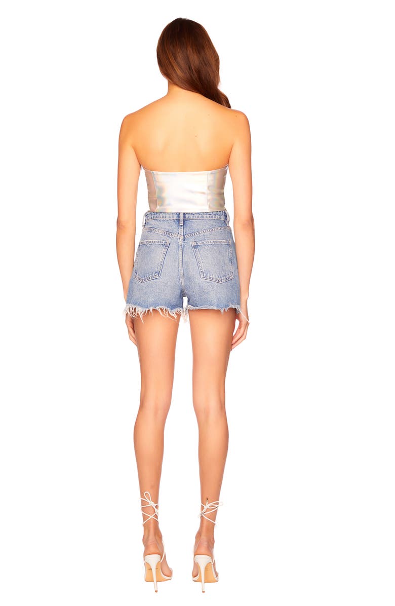 Susana Monaco Iridescent Faux Leather Tube Top, Alternate, color, Iridescent