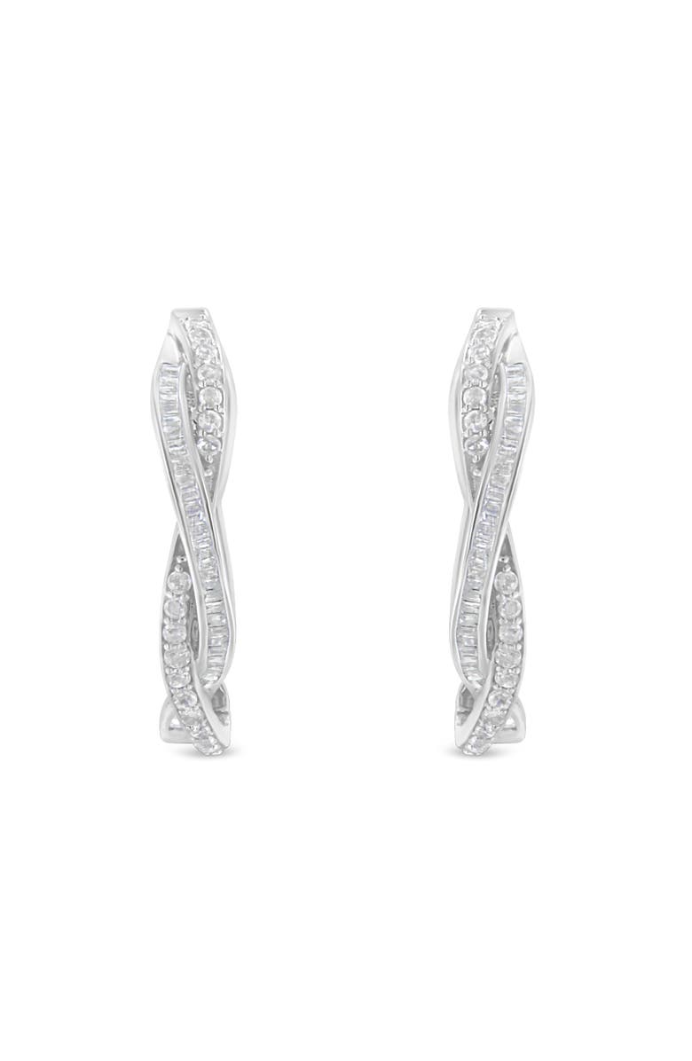 Haus of Brilliance Silver 3/4 Cttw Diamond Twist Hoop Earring, Alternate, color, White