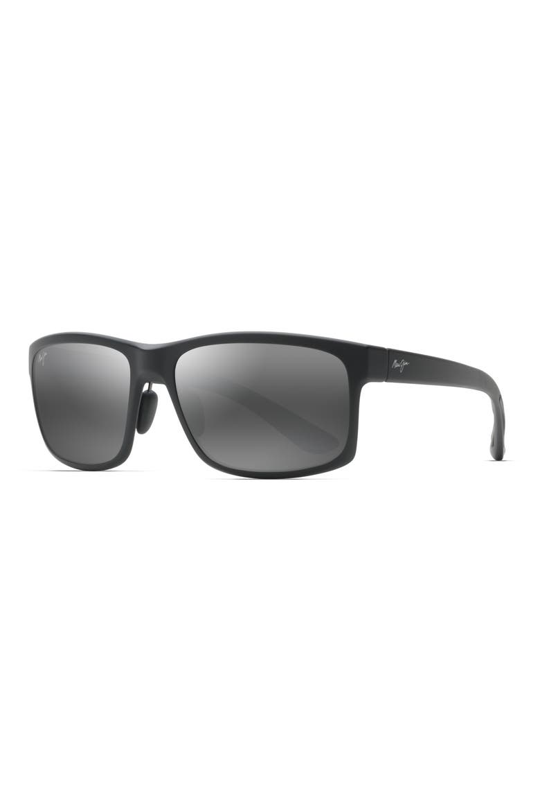 Pokowai Arch 58mm Polarized Rectangular Sunglasses, Alternate, color, BLACK