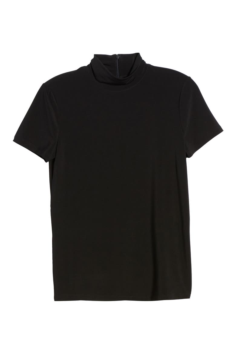 Short Sleeve Mock Neck Top, Alternate, color, ANNE BLACK