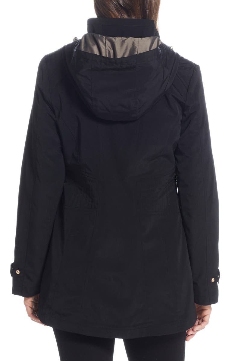 Gallery Water Resistant Zip Front Rain Jacket, Alternate, color, Black