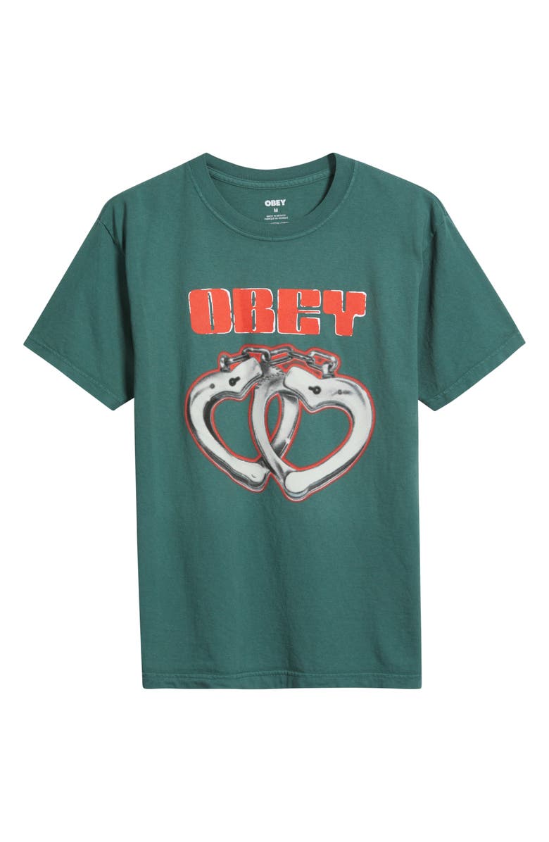 Obey Cuffs Graphic T-Shirt, Alternate, color, Pigment Rainforest