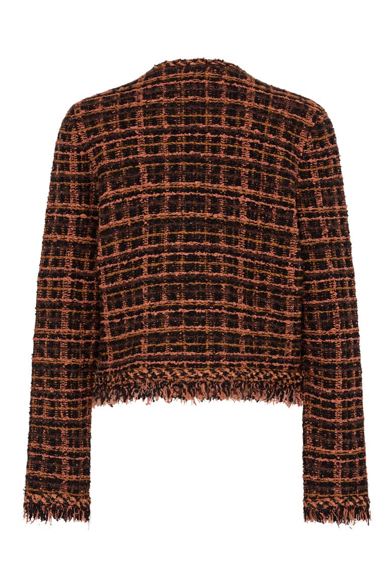 Daphne Fringe Cardigan, Main, color, BROWN/ BLACK
