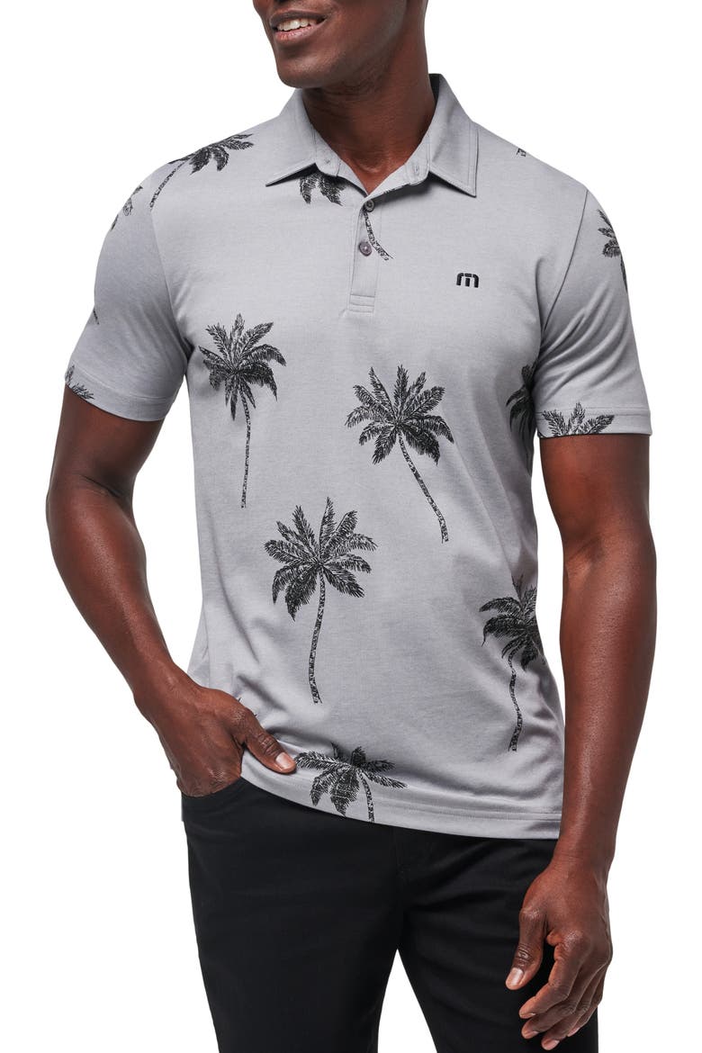 Mesic Palm Tree Polo, Main, color, HEATHER GREY