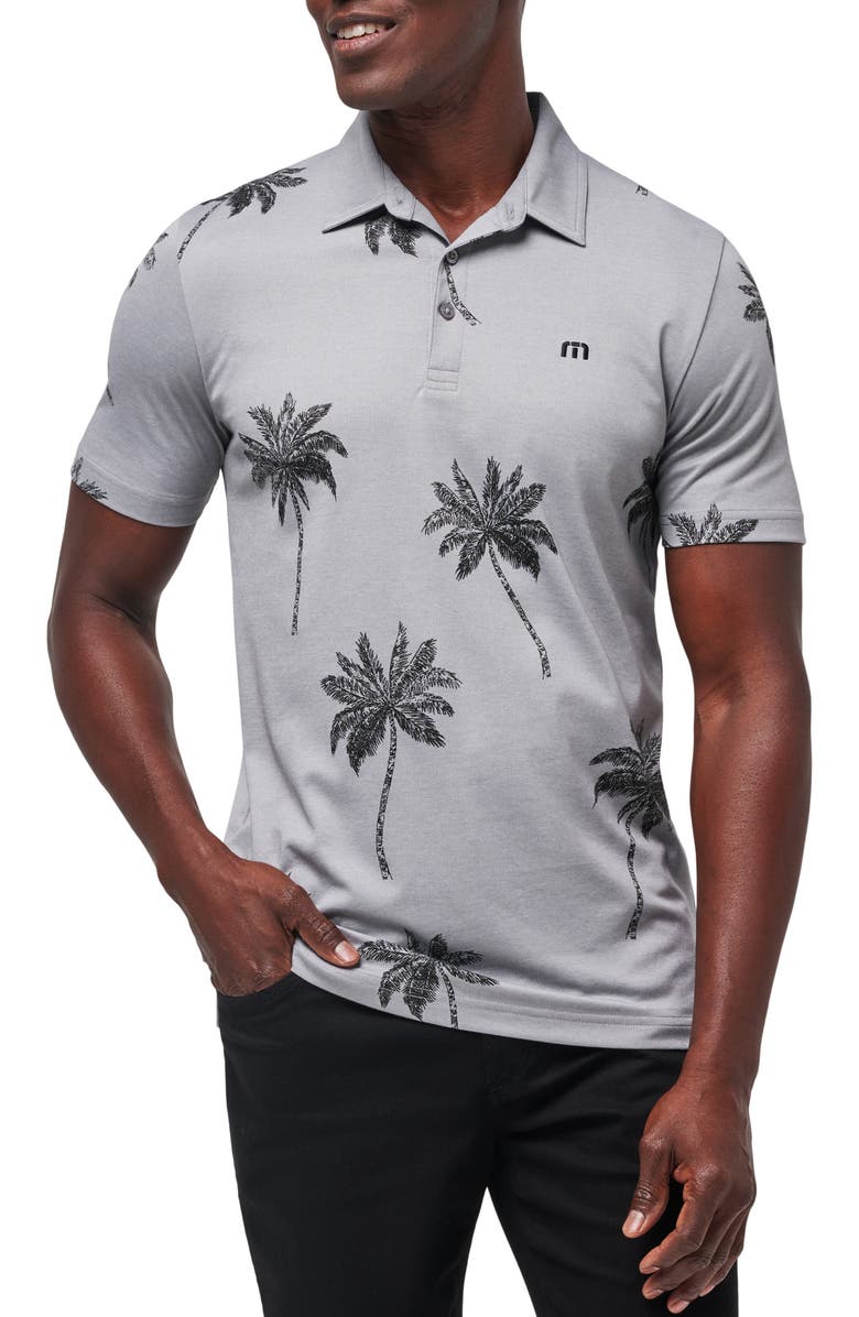 TravisMathew Mesic Palm Tree Polo, Main, color, Heather Grey