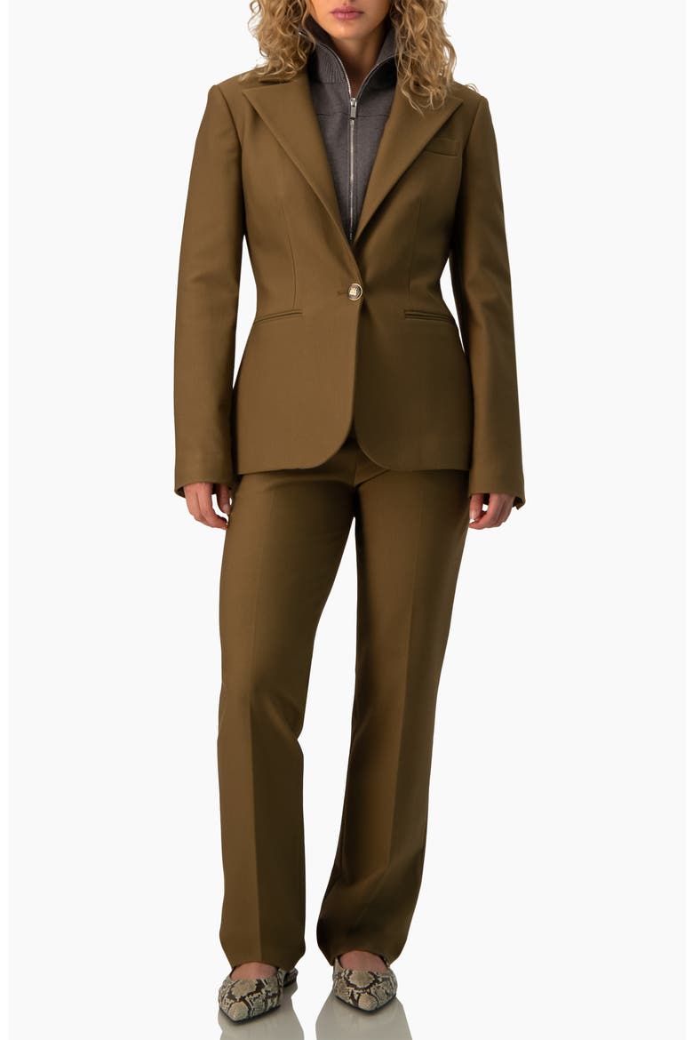 Classic Lapel Single-Button Fitted Tailored Blazer, Alternate, color, Olive Green