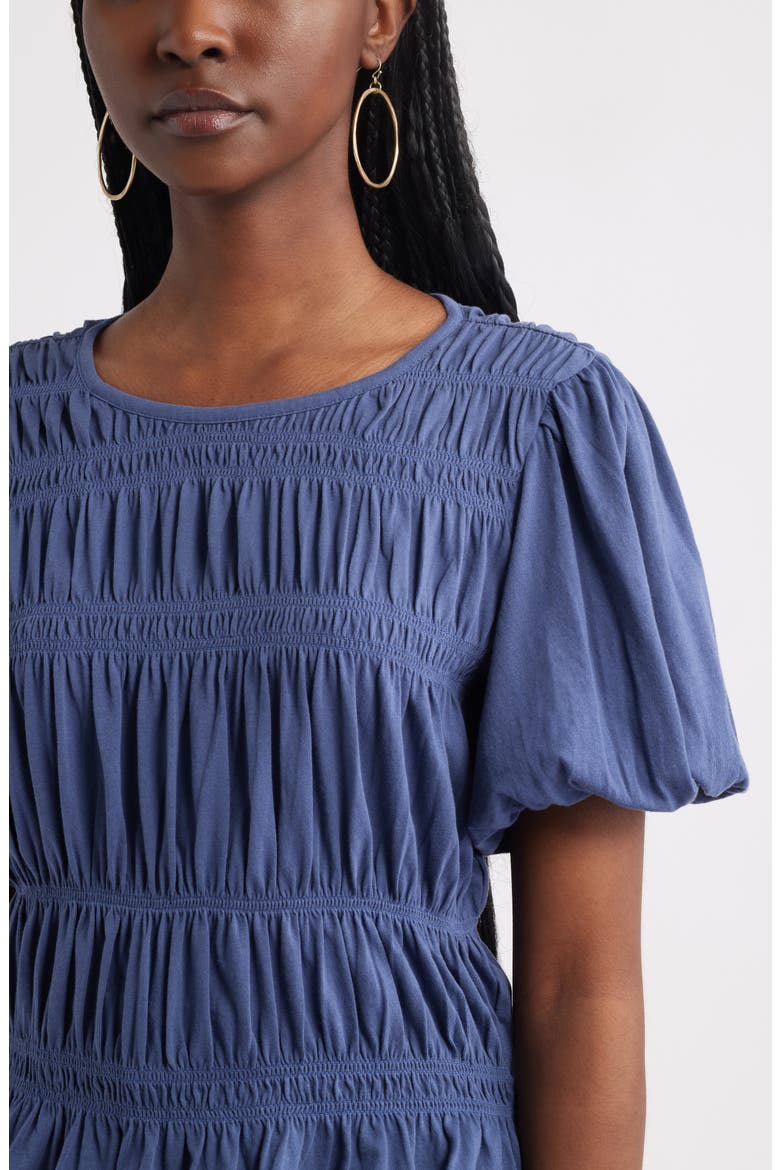 Smocked Puff Sleeve Top, Alternate, color, BLUE INDIGO