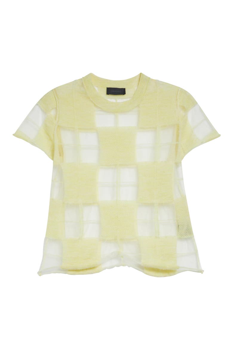 Hane Sheer Check Short Sleeve Sweater, Alternate, color, LIME