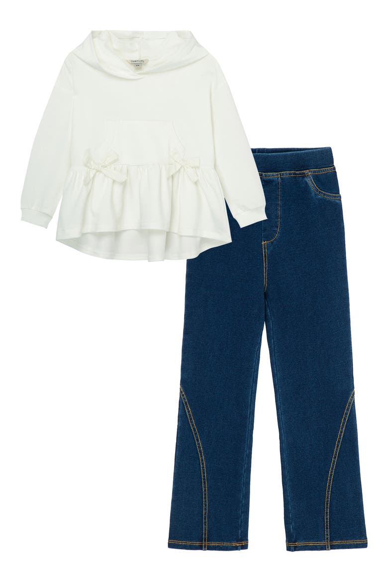 Kids' Hooded Top & Flare Leg Pants Set, Main, color, OFF-WHITE