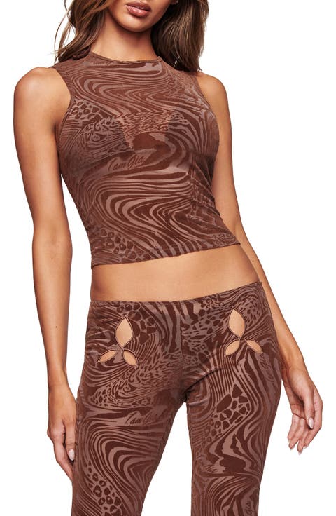 Amina Burnout Print Crop Tank