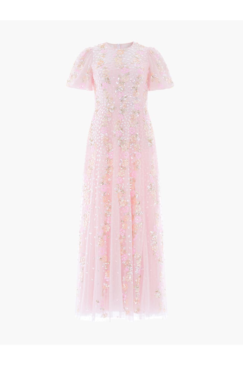 Confetti Round Neck Ankle Gown, Alternate, color, Peony Pink/Multi