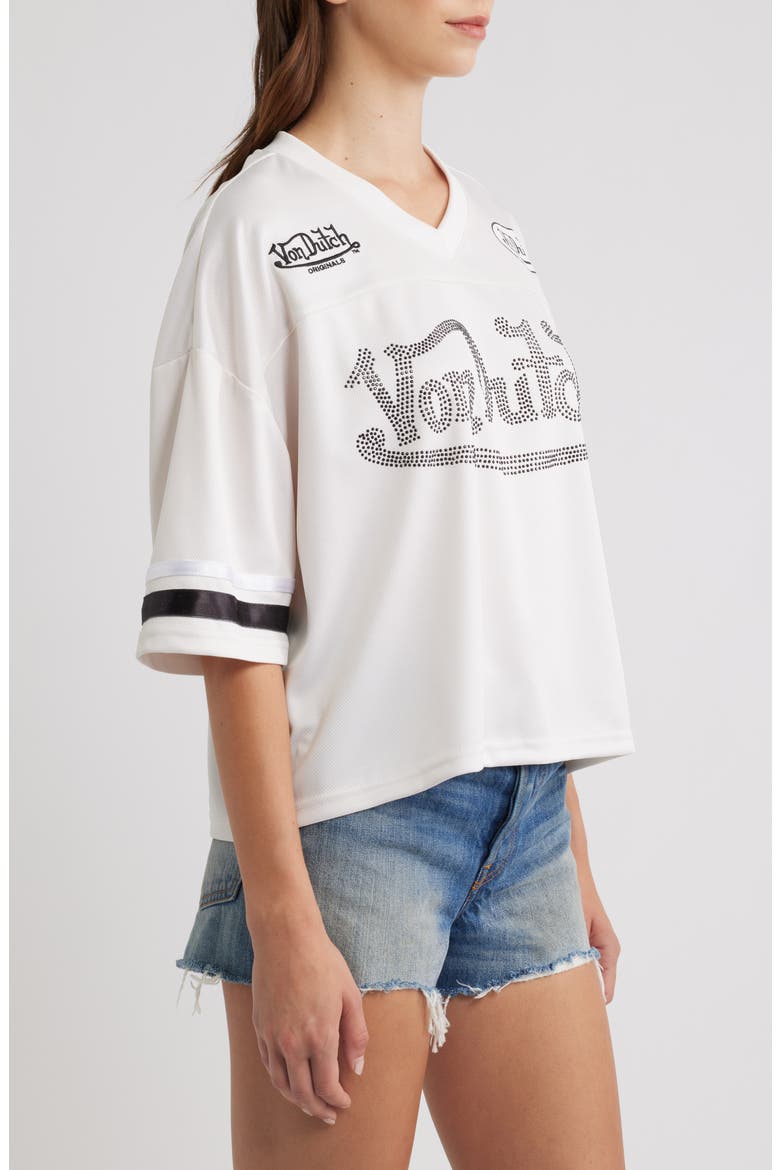 Cropped Mesh Football Jersey, Alternate, color, GARDENIA