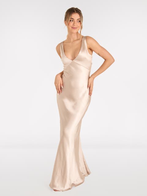 Twist Back Satin Bridesmaid Dress