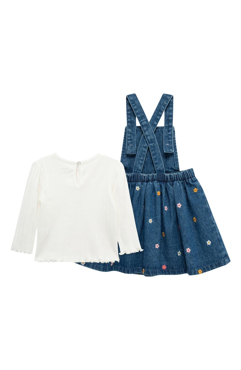 Little Me Long Sleeve T-Shirt & Floral Denim Dress Set, Alternate, color, Navy Multi