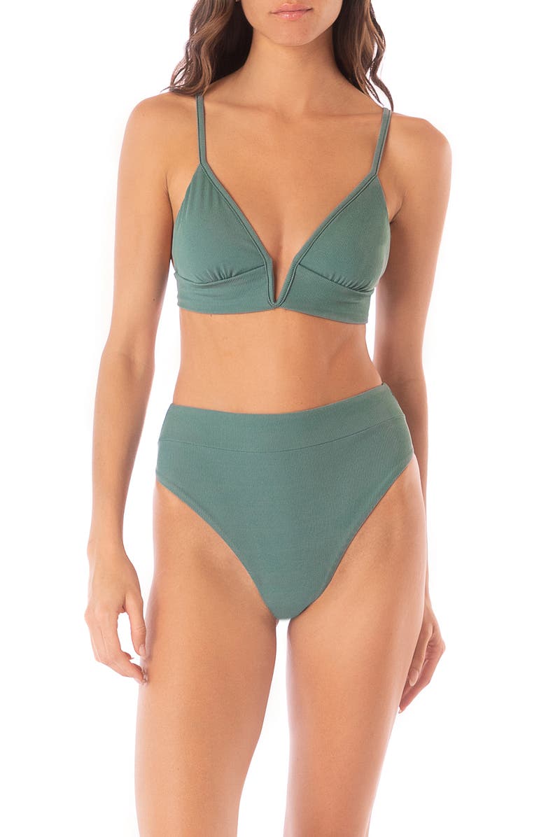 Maaji Eucalyptus Green Parade Reversible Triangle Bikini Top, Alternate, color, 