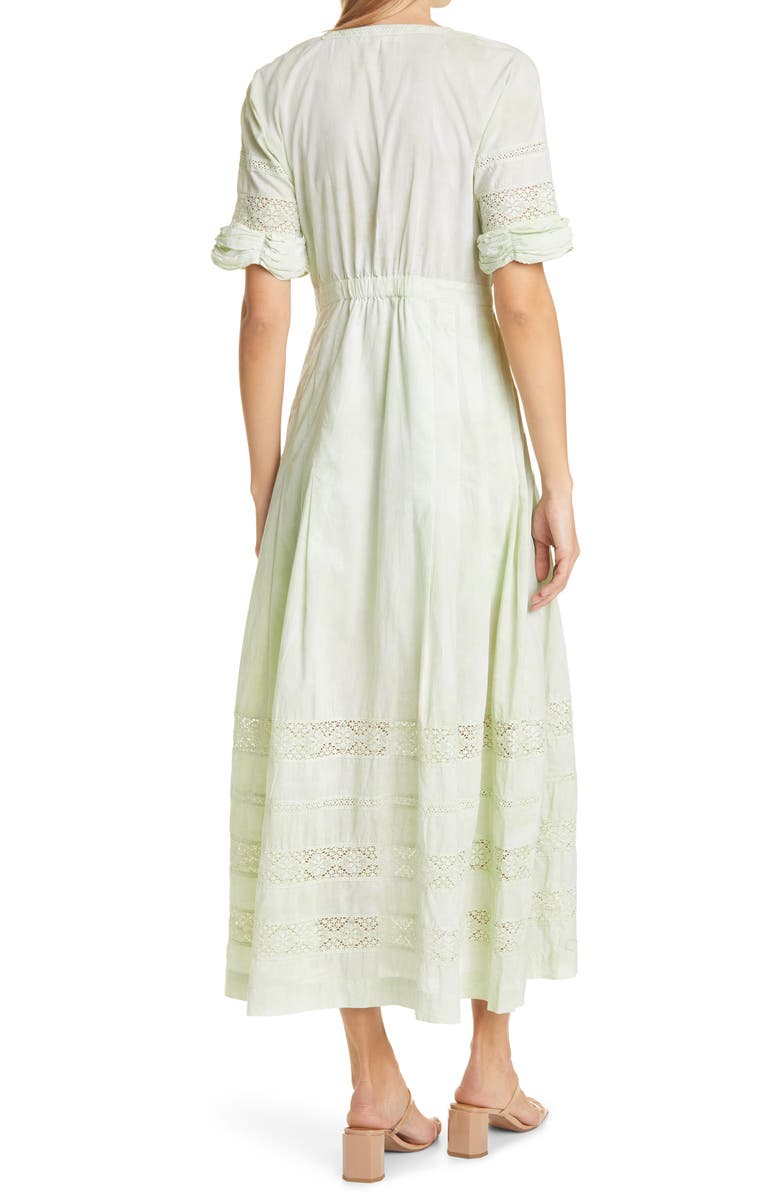 LoveShackFancy Edie Lace Inset Midi Dress, Alternate, color, 