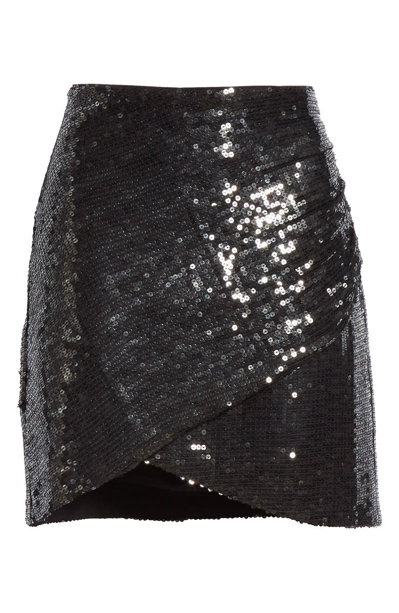 Alice + Olivia Fidela Draped Sequin Skirt, Alternate, color,