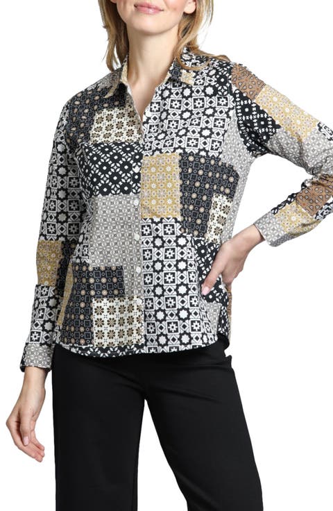 Print Poplin Button-Up Shirt