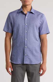 David Donahue Linen & Cotton Short Sleeve Sport Shirt
