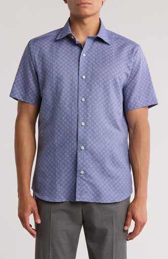 David Donahue Linen & Cotton Short Sleeve Sport Shirt