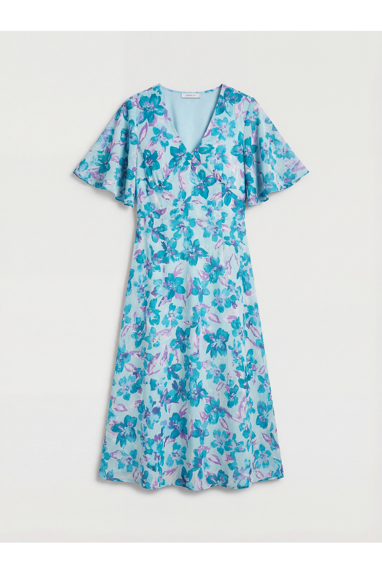 Petite Floral Midi Dress, Main, color, Mint