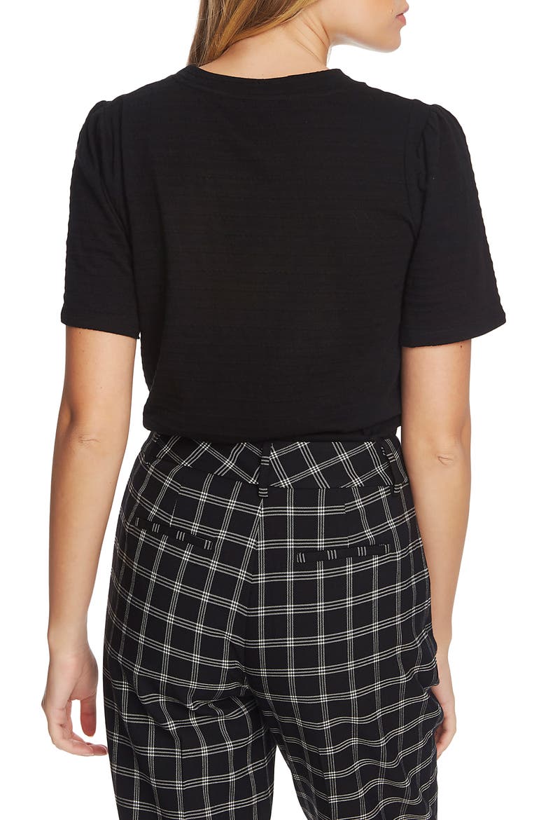 Textured Puff Sleeve Top, Alternate, color, RICH BLACK