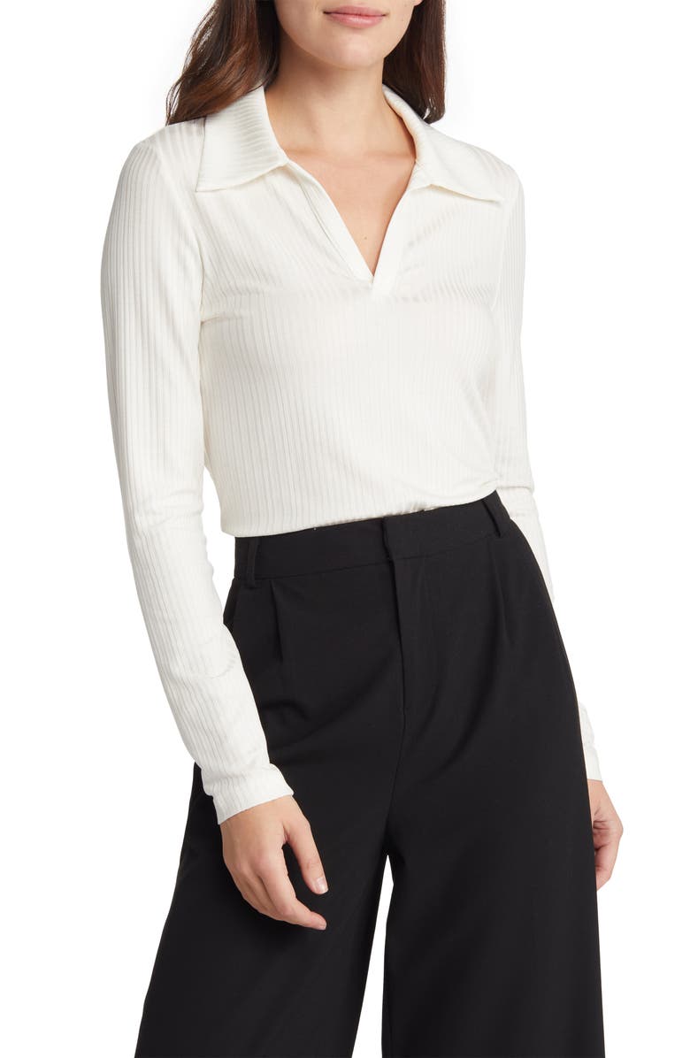 & Other Stories Long Sleeve Rib Polo, Main, color, 