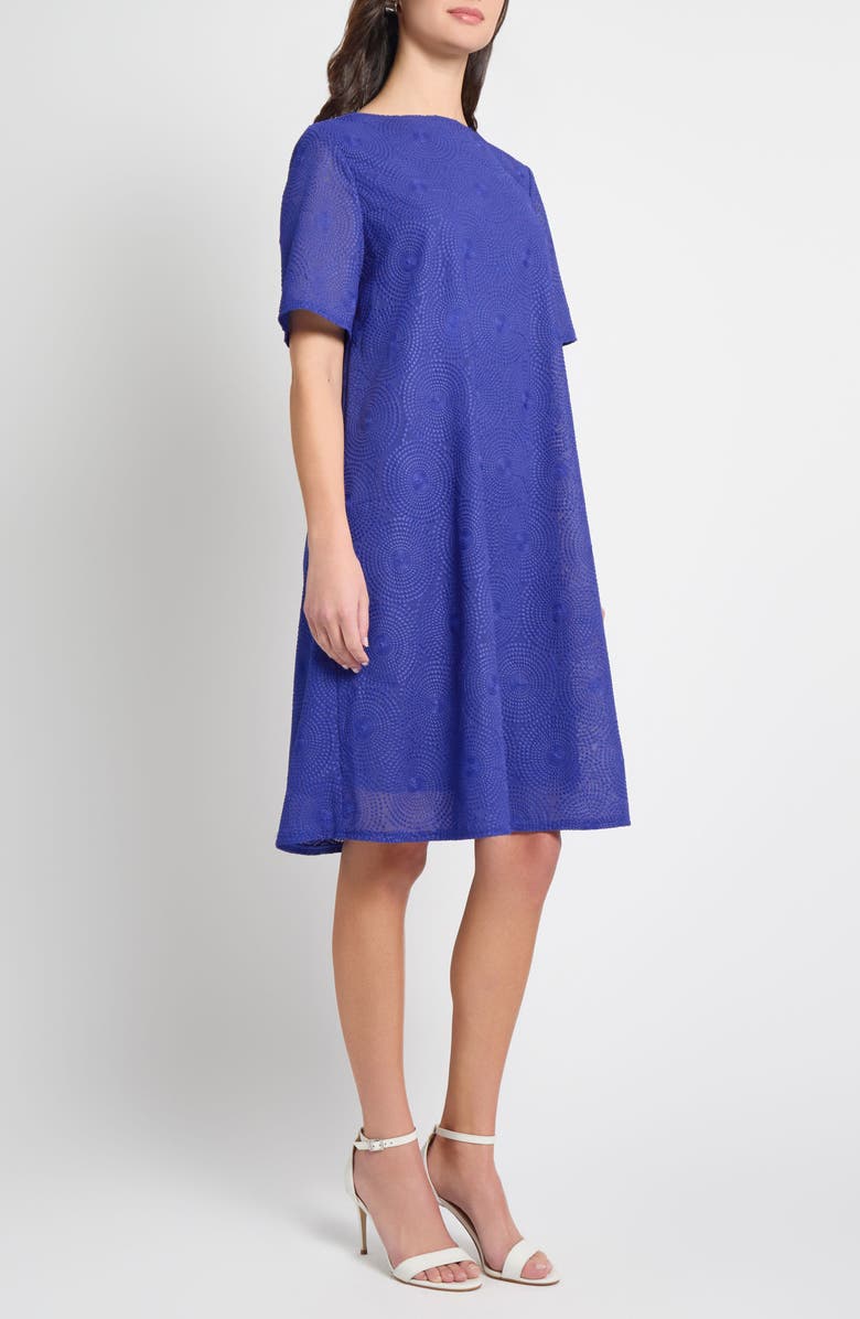 Ming Wang Embroidered Shift Dress, Alternate, color, Sapphire Sea