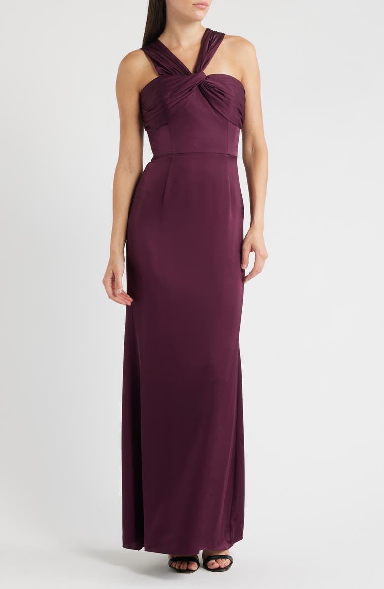 Dress the Population Rosalia Sleeveless Satin Gown, Main, color, Dark Cherry