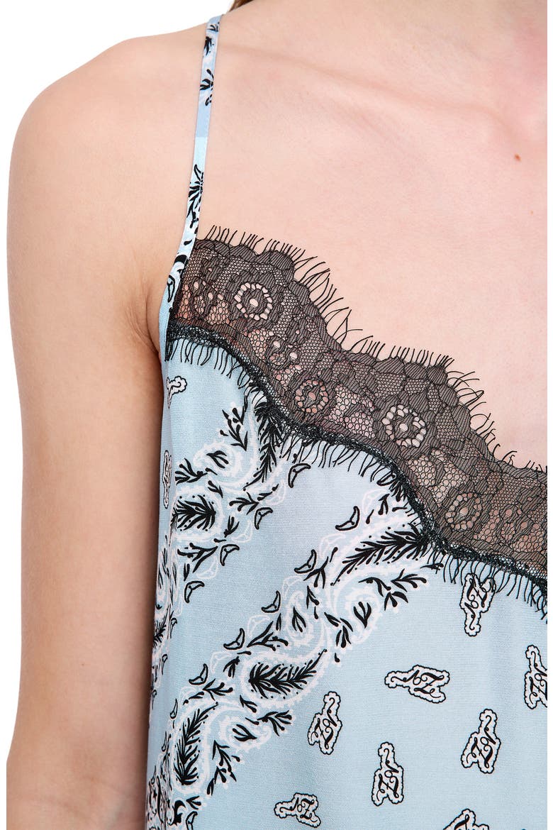 Cespa Bandana Print Lace Trim Camisole, Alternate, color, BLEU OXFORD