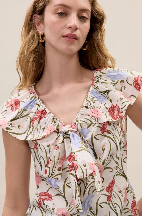 Rebecca Taylor Acosanti Floral Top In Ivory Multi In Multi