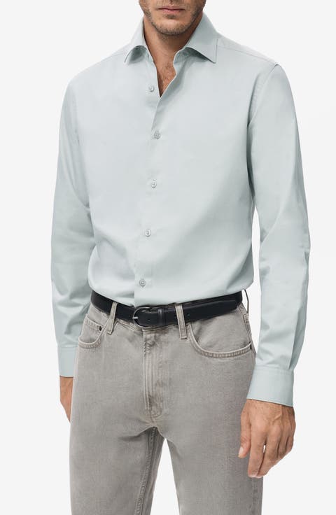 Slim Fit Cotton & Lyocell Button-Up Shirt