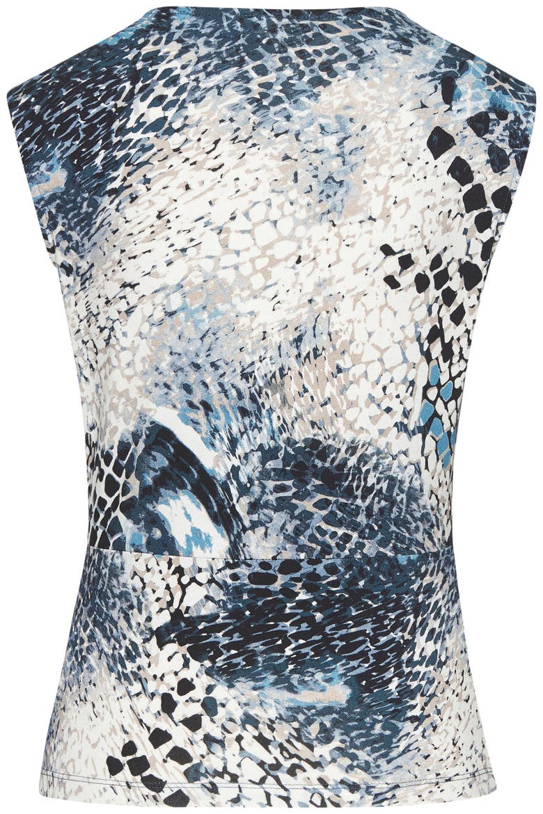Wrap Look Top, Alternate, color, Blue-Printed