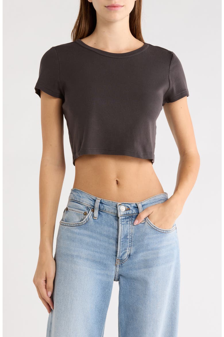 Core Cotton Crop Baby Doll Tee, Main, color, VINTAGE BLACK
