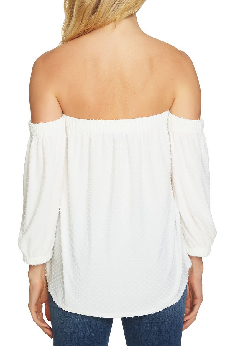 Off the Shoulder Clipped Knit Top, Alternate, color, NEW IVORY