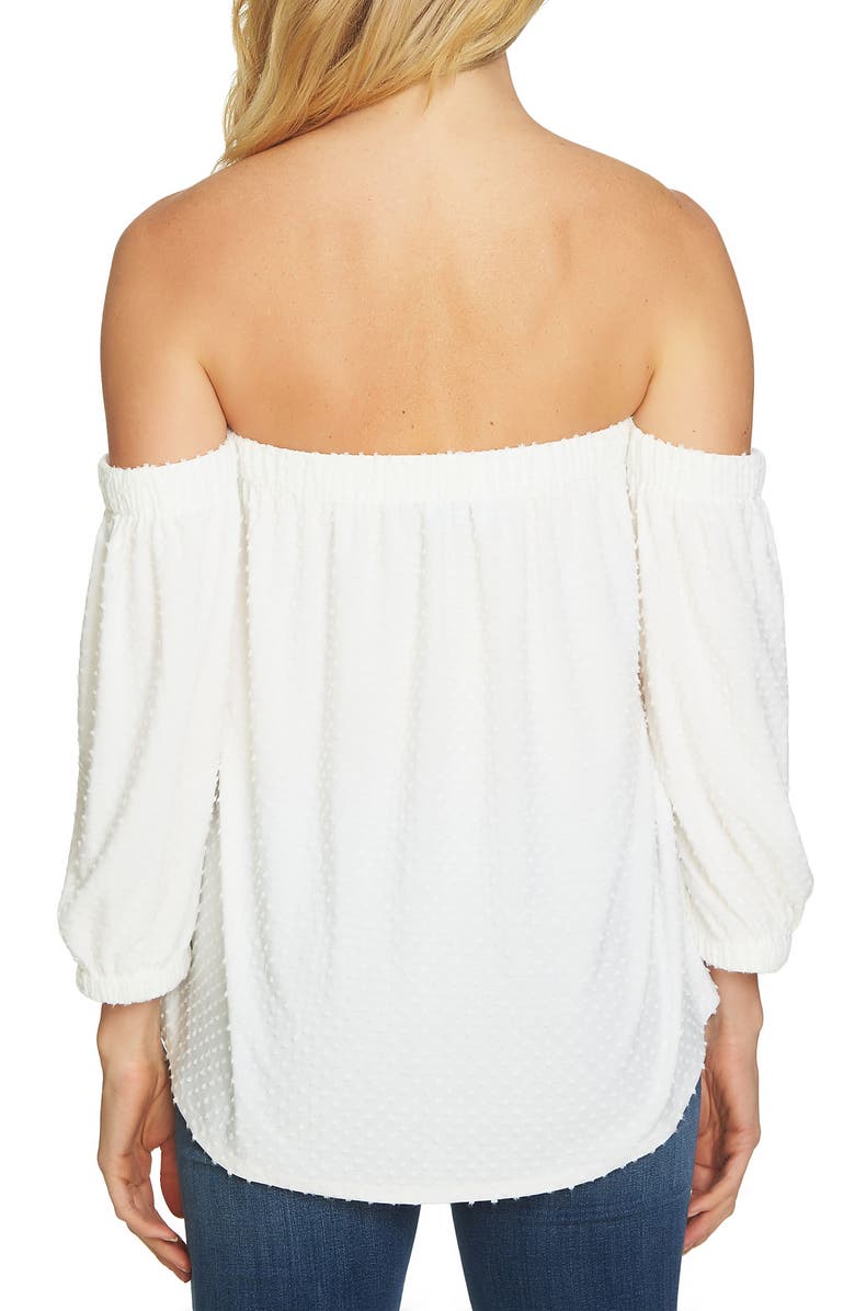 CeCe Off the Shoulder Clipped Knit Top, Alternate, color, 